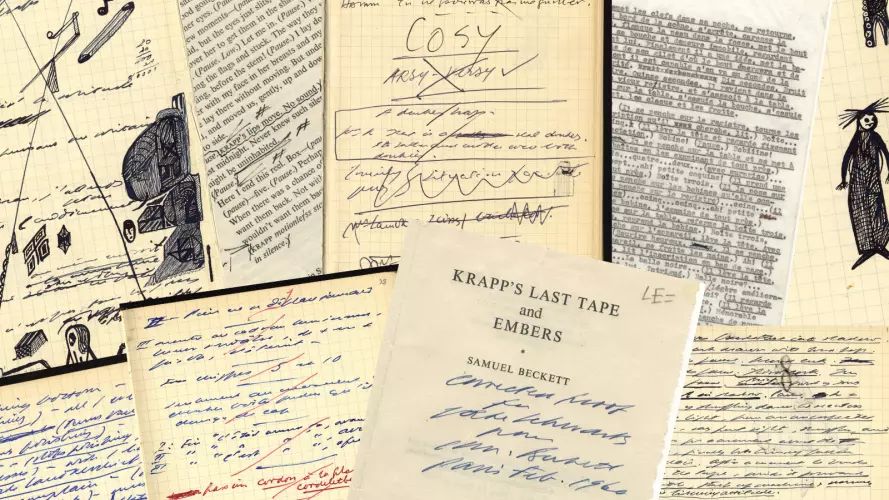 A selection of images of documents relating to Samuel Beckett.